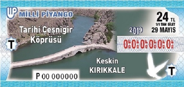Tarihi Çeşnigir Köprüsü Milli Piyango Biletine Basıldı