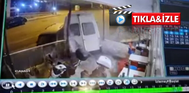 Kırıkkale’de el freni boşalan minibüs işyerine girdi
